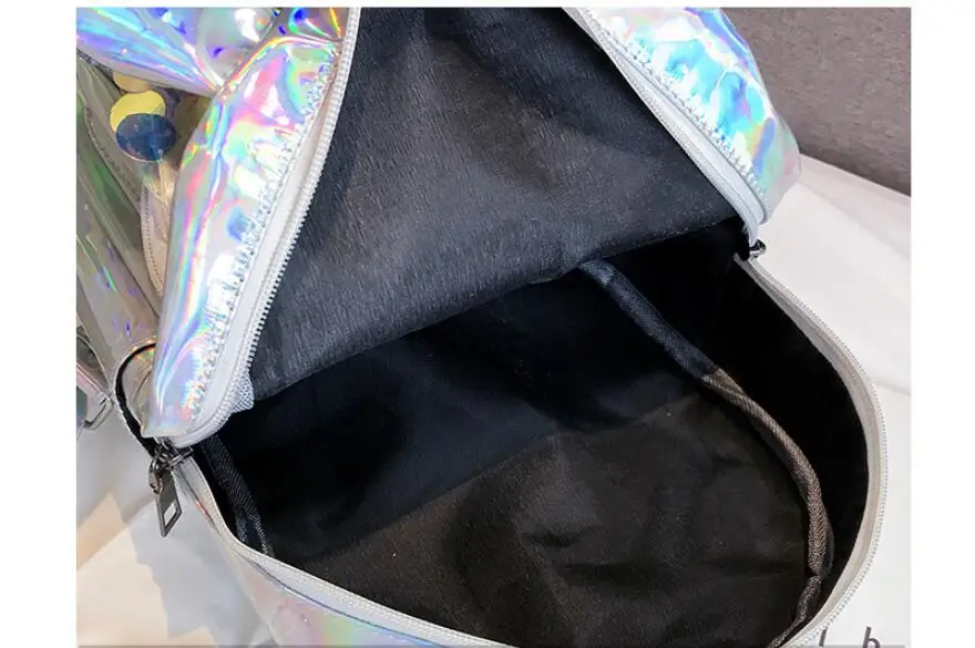 Детский рюкзак с блестками и единорогом для женщин лазером из искусственной кожи