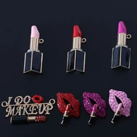 2pcslot rhinestone alloy buttons lipstick red lips button for girl hair phone shell diy clothing decoration jewelry accessories