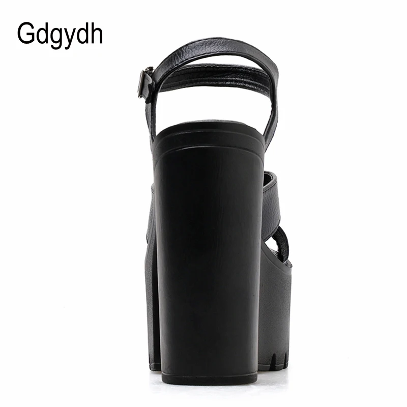 Женские босоножки с вырезами Gdgydh черные обувь на толстой платформе открытым