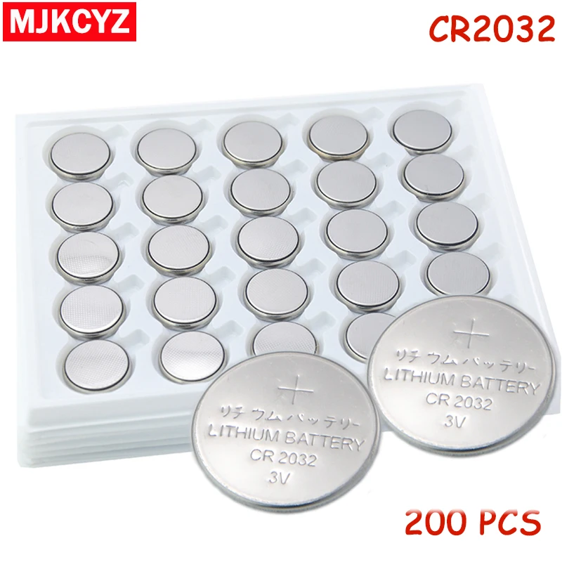 200 шт./лот CR2032 3 В батарея на батарейках для монет cr 2032 литиевая часов