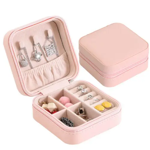 Fashion Solid Small Faux Leather Travel Necklace Ring Box Portable Jewelry Case Organizer Storage | Дом и сад