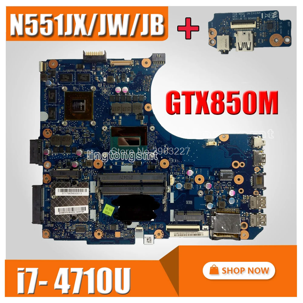 Отправка платы + для For Asus N551JX N551JW N551JB материнская плата с процессором i7-4710H
