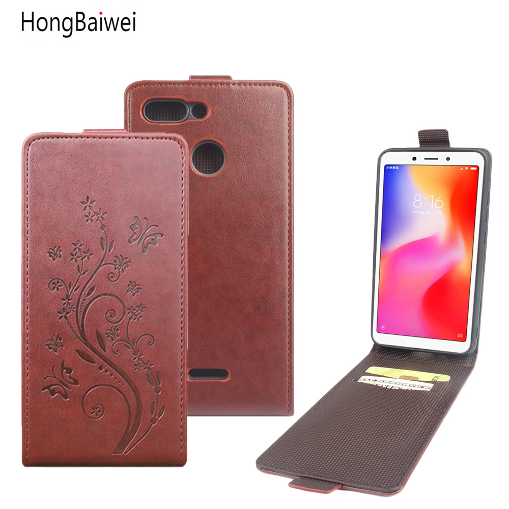 HongBaiwei для Xiaomi Redmi 6, Модный чехол из тисненой кожи, чехол для Xiaomi Redmi 6, флип-чехол, 5,45 '', вертикальная задняя крышка
