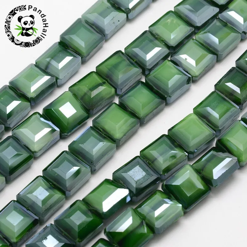 Pandahall 13x13x7 мм квадратная ограненная стеклянная бусина для браслета браслет