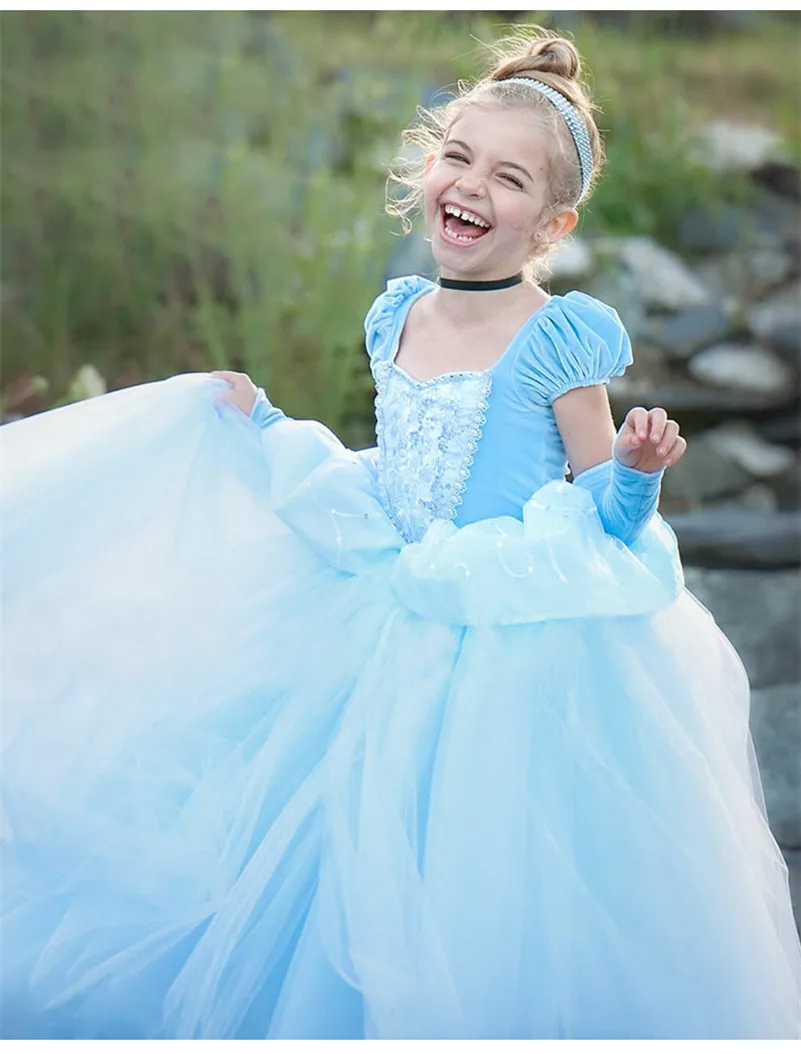 Нарядное платье для девочек Эльзы детей Детский костюм ролевых игр бальное