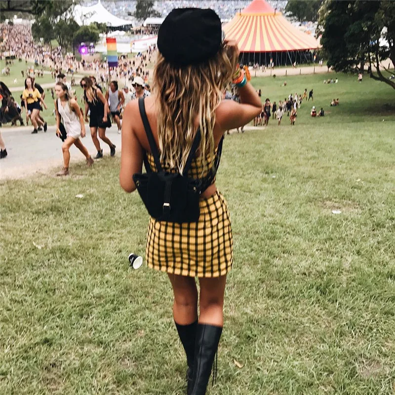 Женский комплект из 2 предметов желтый черный клетчатый Топ без бретелек и