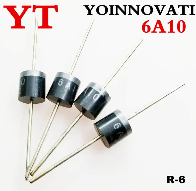 200 шт./лот 6A10 6A/1000V выпрямительные диоды DIODE GEN PURP 1KV 6A R6 | Электронные компоненты и