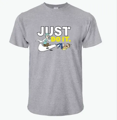 2018 rick and morty fashion print t shirt men JUST DO IT cotton t-shirt mens 3d sleeve brand clothing | Мужская одежда