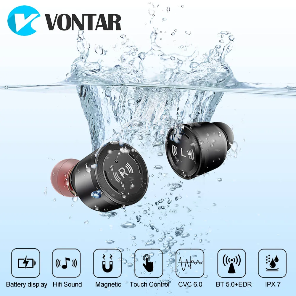 VONTAR S5 Mini IPX67 наушники Bluetooth 5 0 Беспроводные с металлической зарядной коробкой