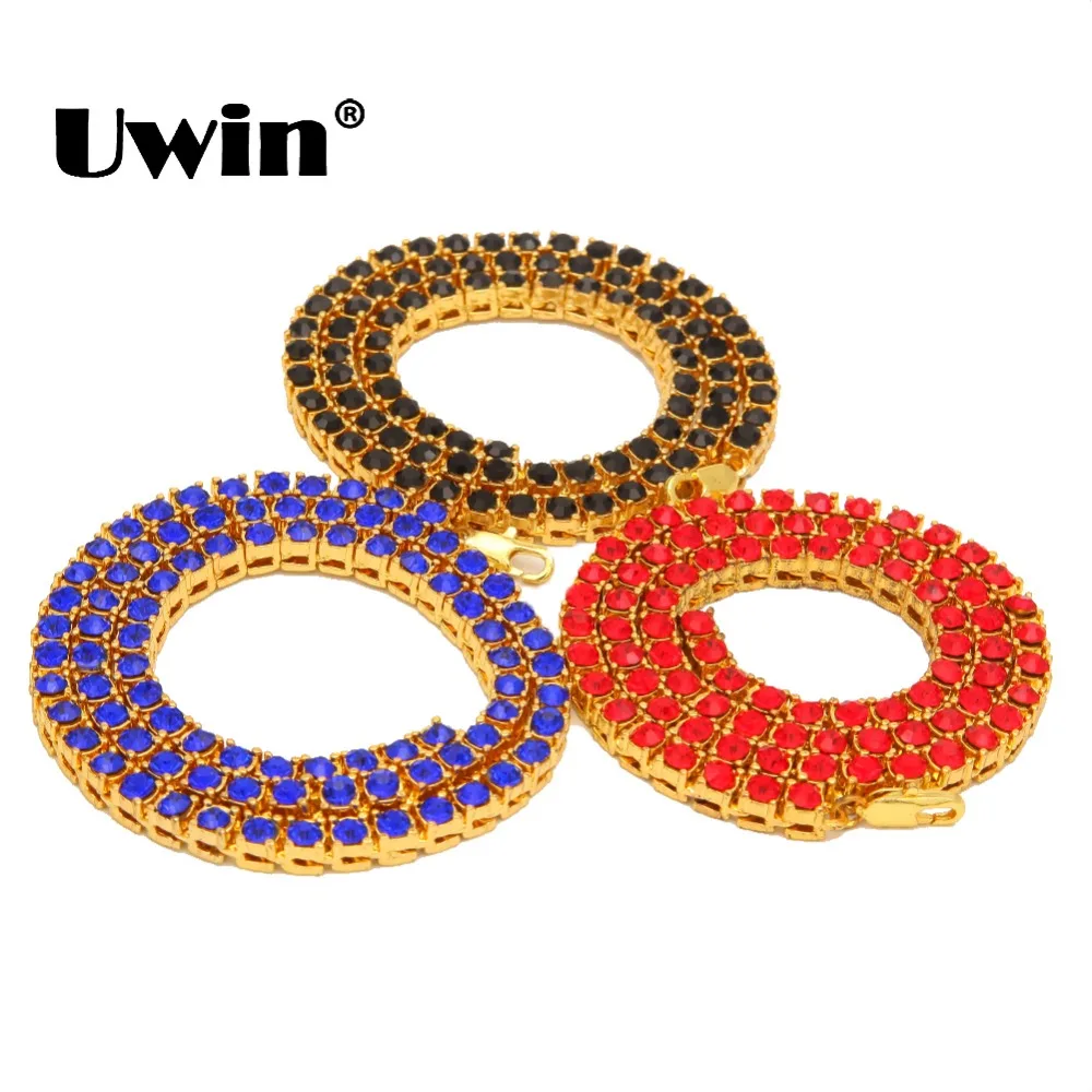 Ожерелье-цепочка унисекс, из металлического сплава, 5 мм, синий/красный/черный/серебристый цвет, стразы, модное украшение в стиле хип-хоп Ожерелье-цепочка унисекс, из металлического сплава, 5 мм, синий/красный/черный/серебристый цвет, стразы, модное украшение в стиле хип-хоп