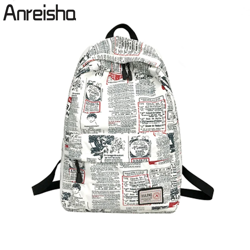 

Anreisha 2018 Vintage print Backpack 15 inch Laptop Schoolbags Backpacks For Female College Student canvas Travel Knapsack