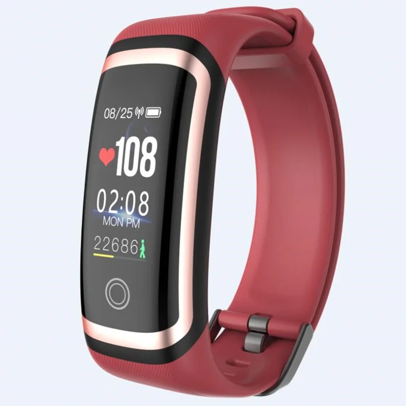 GOLD-RED Смарт-браслет Wearpai M4 с цветным экраном для измерения артериального давления шагомер сообщение/напоминание о звонках модный спортивный умный Браслет IP67 - Цвет: GOLD-RED