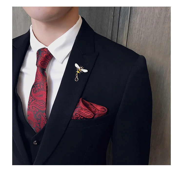 Официальный мужской костюм, комплект из трех предметов, тонкий дизайн, мужской костюм, куртка со штанами и жилетом, Азиатский Размер s M L XL XXL XXXL