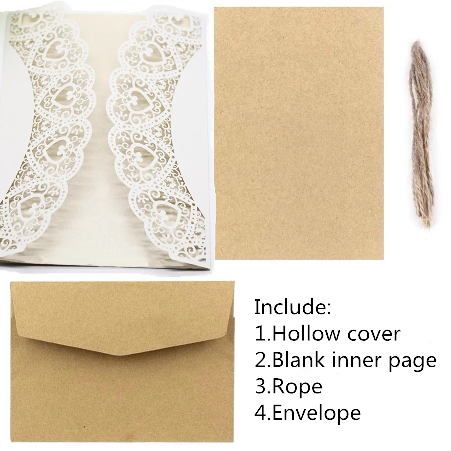 30 шт. элегантная вырезанная лазером Свадебная пригласительная карточка набор