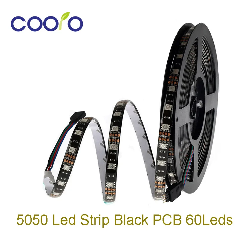 5050 Светодиодная лента DC12V 60Led/M черная печатная плата 5 м/рулон 300 светодиодов