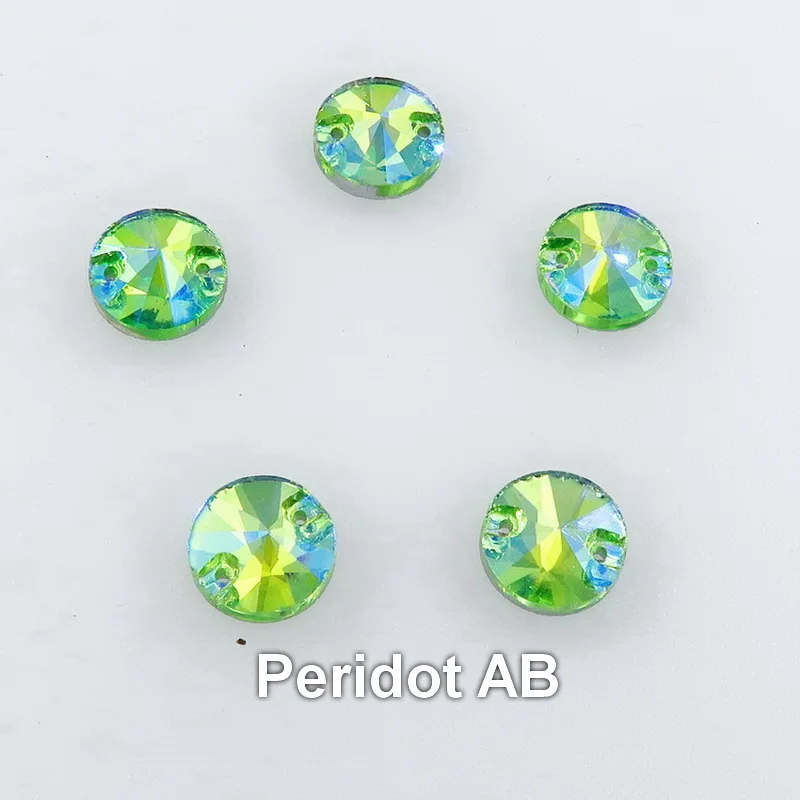 A4 Peridot AB AB цвета стекло кристалл риволи круглой формы flatback с двумя отверстиями 6 размер Стразы для шитья ювелирный набор аксессуар для одежды сделай сам - Цвет: A4 Peridot AB