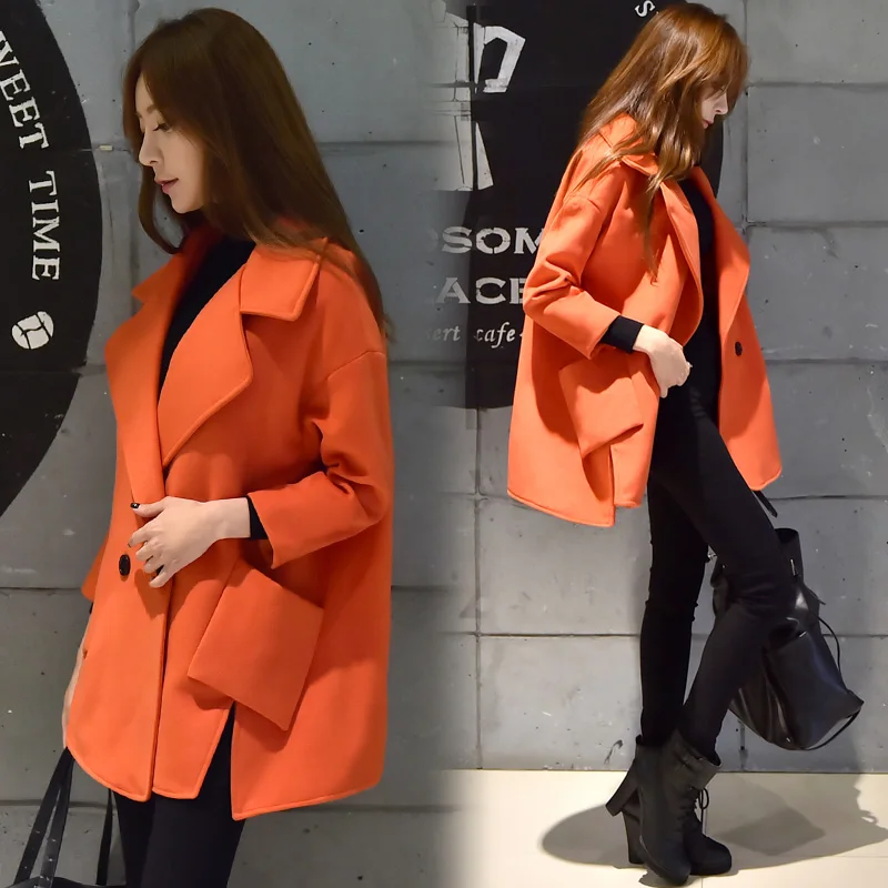 Корейское свободное кашемировое пальто большого размера на весну и осень 2019 |