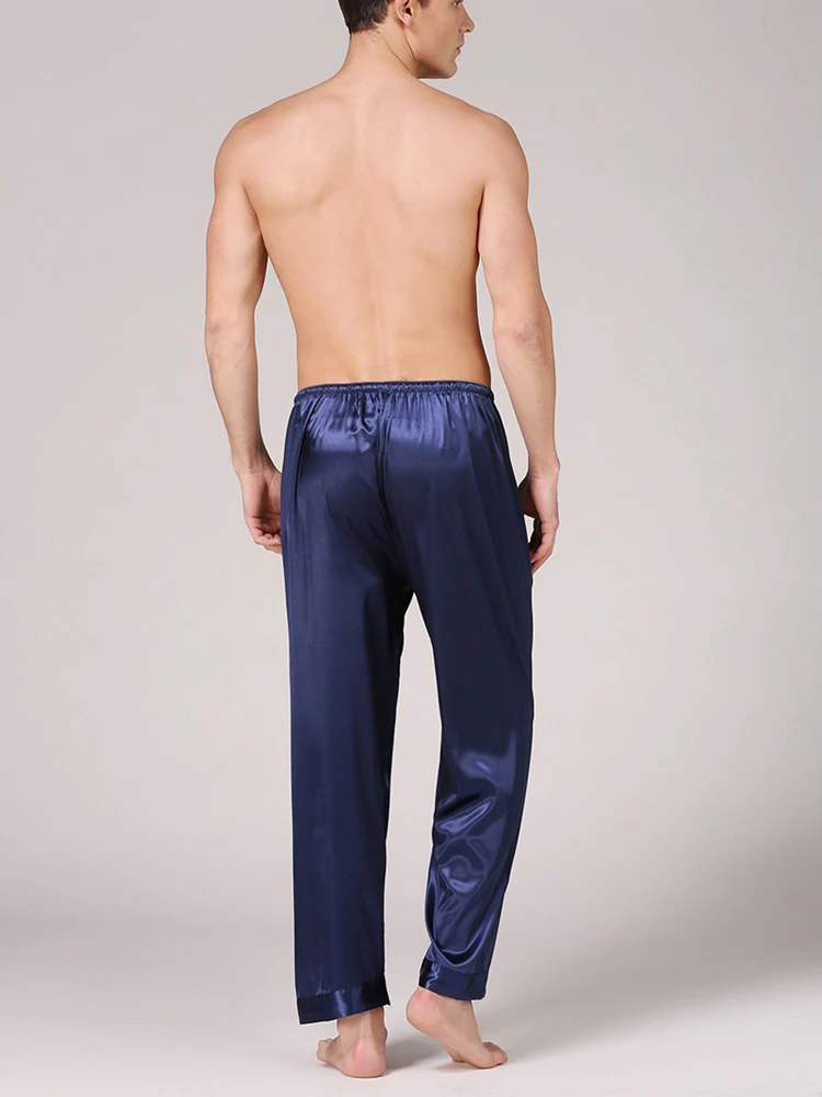 Lounge Men's Satin Silk Pajamas Long Summer Sleepwear Pants Soft Underwear Sexy Nightwear Underpants pyjama homme