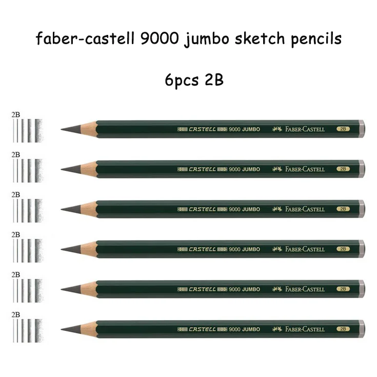 Faber-Castell 9000 jumbo графит рисунок Карандаши 5 шт./6 шт./лот 0.53 мм привести Книги по искусству эскиз карандашом HB 2b 4b 6b 8b Pro Builder Мелки - Цвет: 6pcs 6B