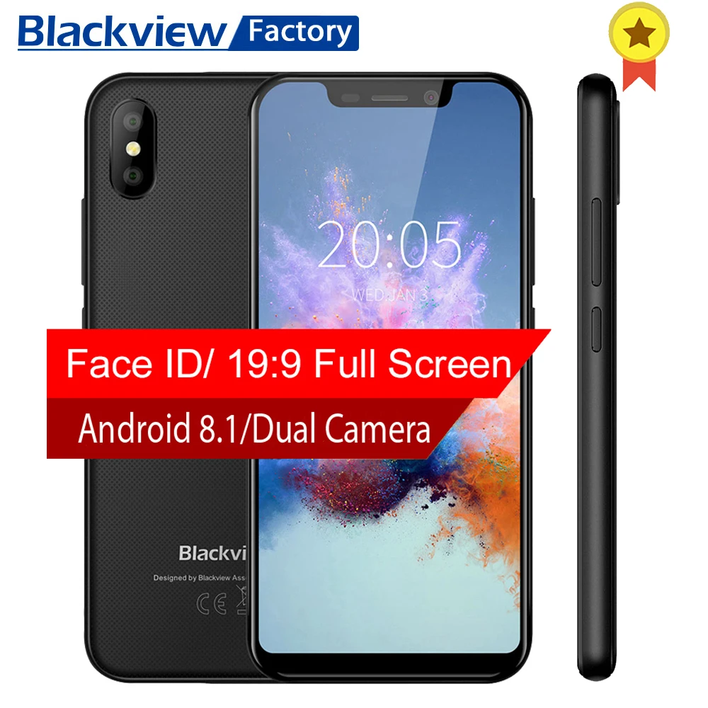 BLACKVIEW A30 Смартфон Android 8 1 Quad core 5 'ཏ:9 дисплей 2 г + 16 ГБ 8.0MP двойной Камера