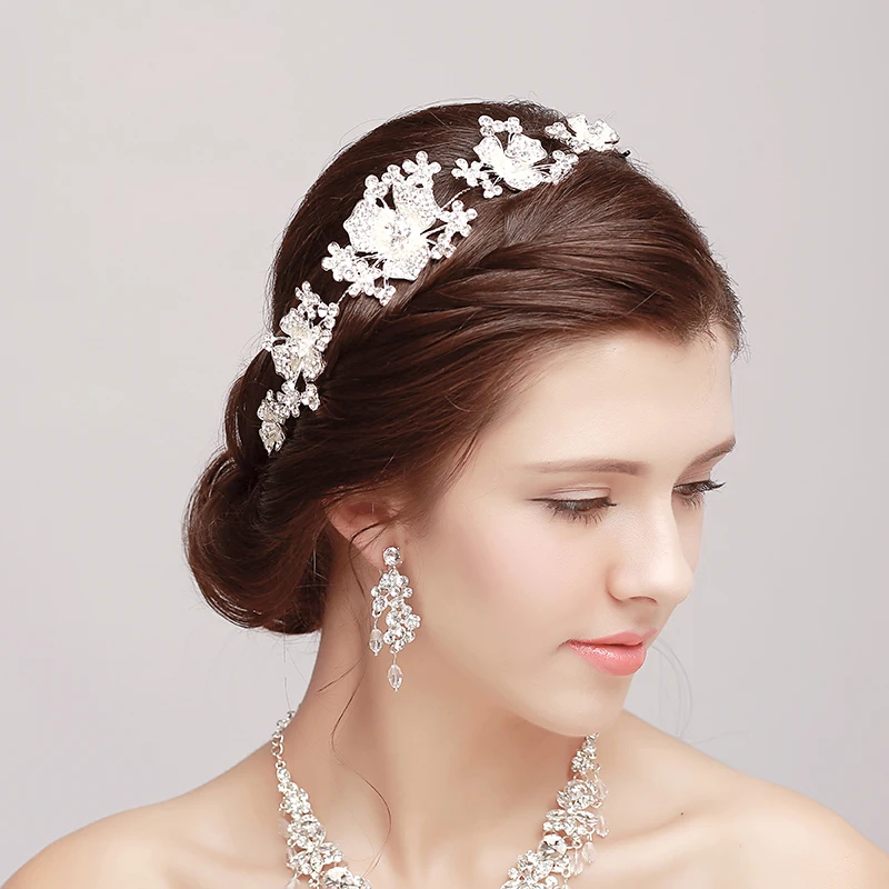 Шарм Цветок Наборы свадебных ювелирных изделий горный хрусталь Имитация Перл