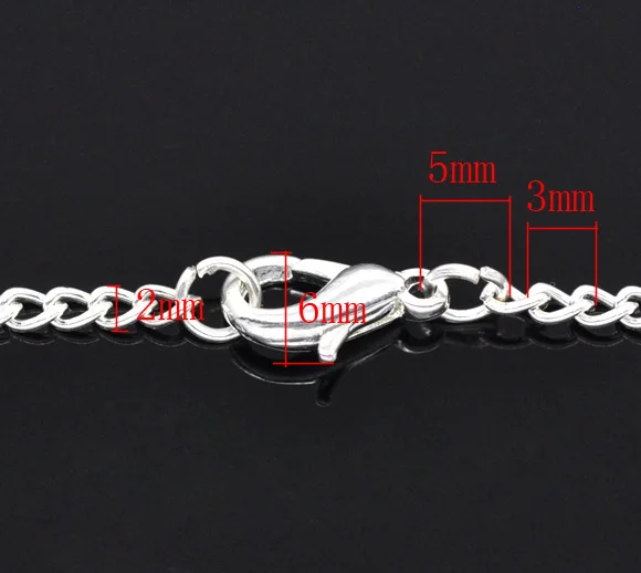 DoreenBeads 12 шт. серебряного цвета звено ожерелья модные цепи ожерелья 2x3 мм 1"(B14102