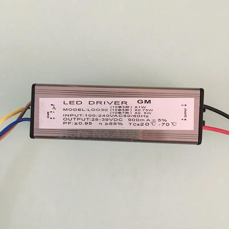 

30W LED Driver Power Supply Constant Current IP65 Waterproof AC100-240V DC28-39V 900mA free shipping 5pcs