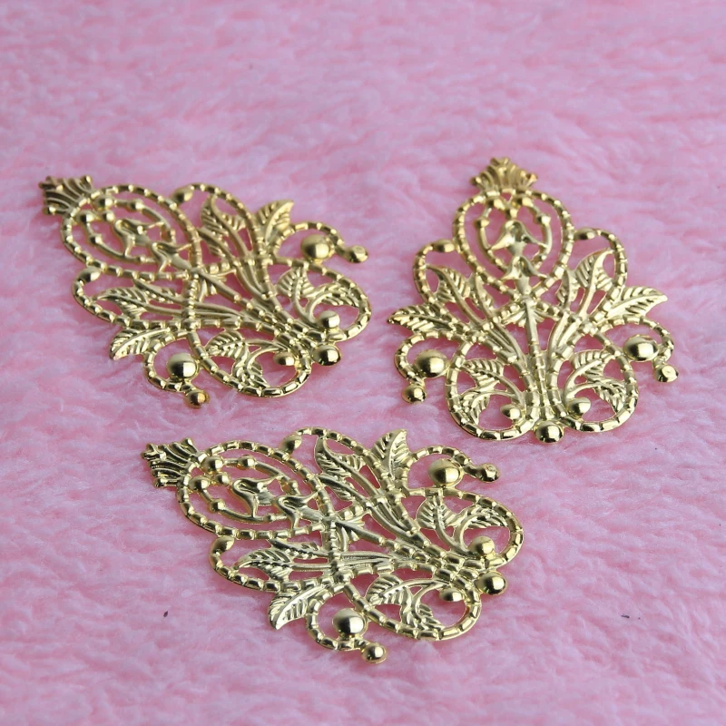 

Полые резные узоры Позолоченные разъемы металлические украшения 45*35 мм 20 шт. дизайн листьев сплава аксессуары
