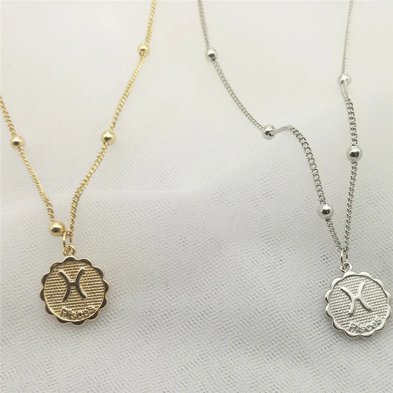 Цепочка до ключицы Twelve Horoscope колье с двенадцатью созвездиями массивная медная