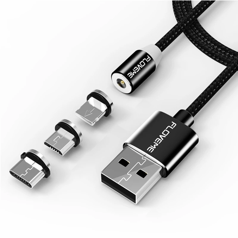 HAWEEL м 1 M 2A 8 Pin + Micro USB USB-C/type-C к нейлоновый Магнитный зарядный кабель для iPhone iPad и