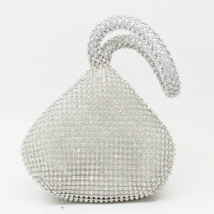 Silver Crystal Bag Бутик De FGG сверкающий серебряный бриллиантовый женский Мини Вечерний Клатч Сумочка на руку для невесты Свадебная вечеринка Хрустальная сумочка и кошелек - Цвет: Silver Crystal Bag