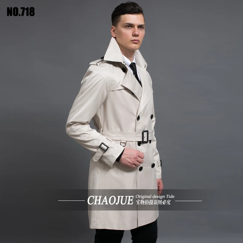 

S-6XL!!Male medium-long trench 2018 spring and autumn fashion plus size slim double breasted outerwear overcoat