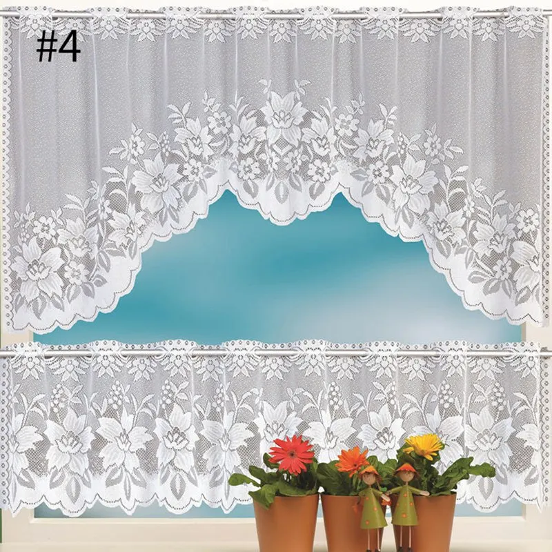 4 Valance Home Door Half Curtain Lace Short Curtain for Cafe DecorativeHome Living Room Door Balcony Window Treatment - Цвет: 4