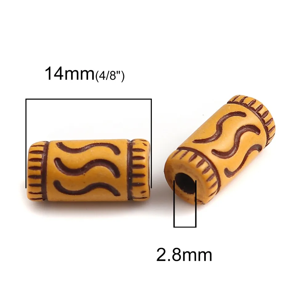 DoreenBeads круглые акриловые бусины цилиндрический коричневый полосатый рисунок