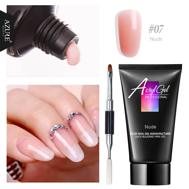 2pcs a set(7) Azure beauty 30 г строительный гель для ногтей, советы для дизайна ногтей, акриловый удлиняющий гель для ногтей, впитывающий увеличивающий удлинитель, Кристальный УФ-гель, гель для наращивания ногтей - Цвет: 2pcs a set(7)