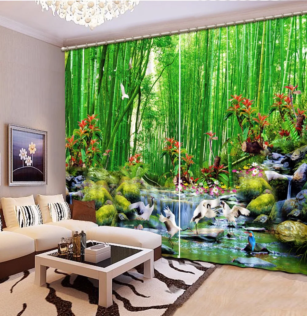 

Curtains Blackout nature landscape Window Curtain for living Modern Printing 3D Bamboo Curtains For Bedroom Kitchen Drapes