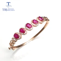 tbjnoble elegant 925 rose silver with natural ruby gemstone timeless style gemstone bangle for womenwedding anniversary as gift