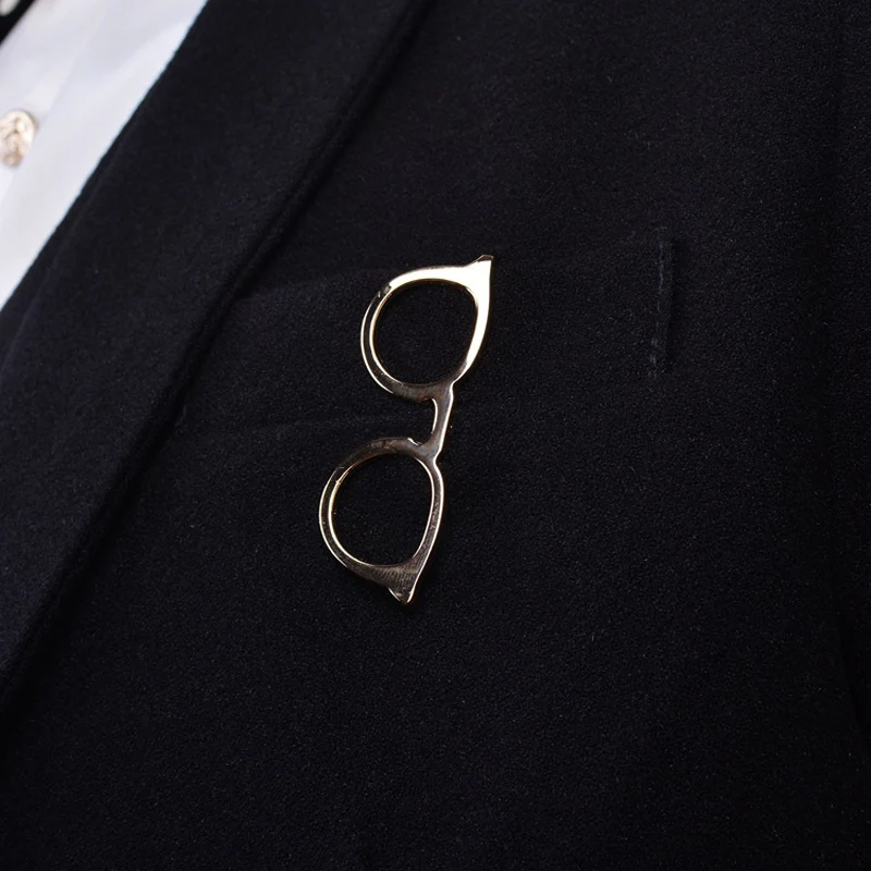 Модная бижутерия зажимы для галстука золотые серебряные черные полые очки брошь