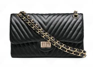 gold chain black Роскошные женские сумки, дизайнерские сумки, новинка, сумки через плечо с цепочкой для женщин, кожа, икра, Сумка с v-образным вырезом, красная сумка с клапаном, большая - Цвет: gold chain black