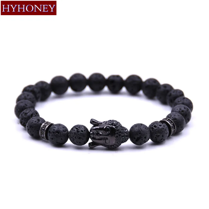 HYHONEY Новинка Pave Zirconia CZ подвеска в виде головы Будды Браслеты камень из