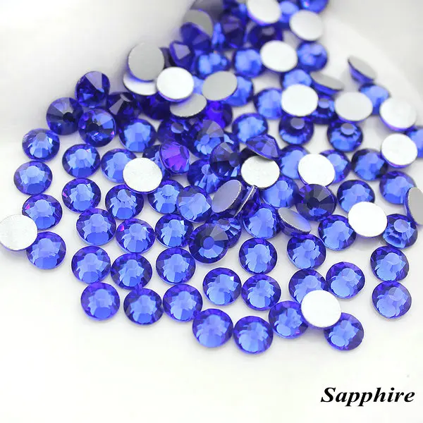 sapphire Цветные Стразы для ногтей, 1440 шт./лот SS8, Стразы для ногтей с плоской задней поверхностью, стразы для украшения ногтей - Цвет: sapphire