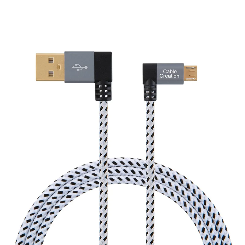 90 градусов USB 2 0 A к Micro B кабель двойной угол Угловой короткий микро с алюминиевым