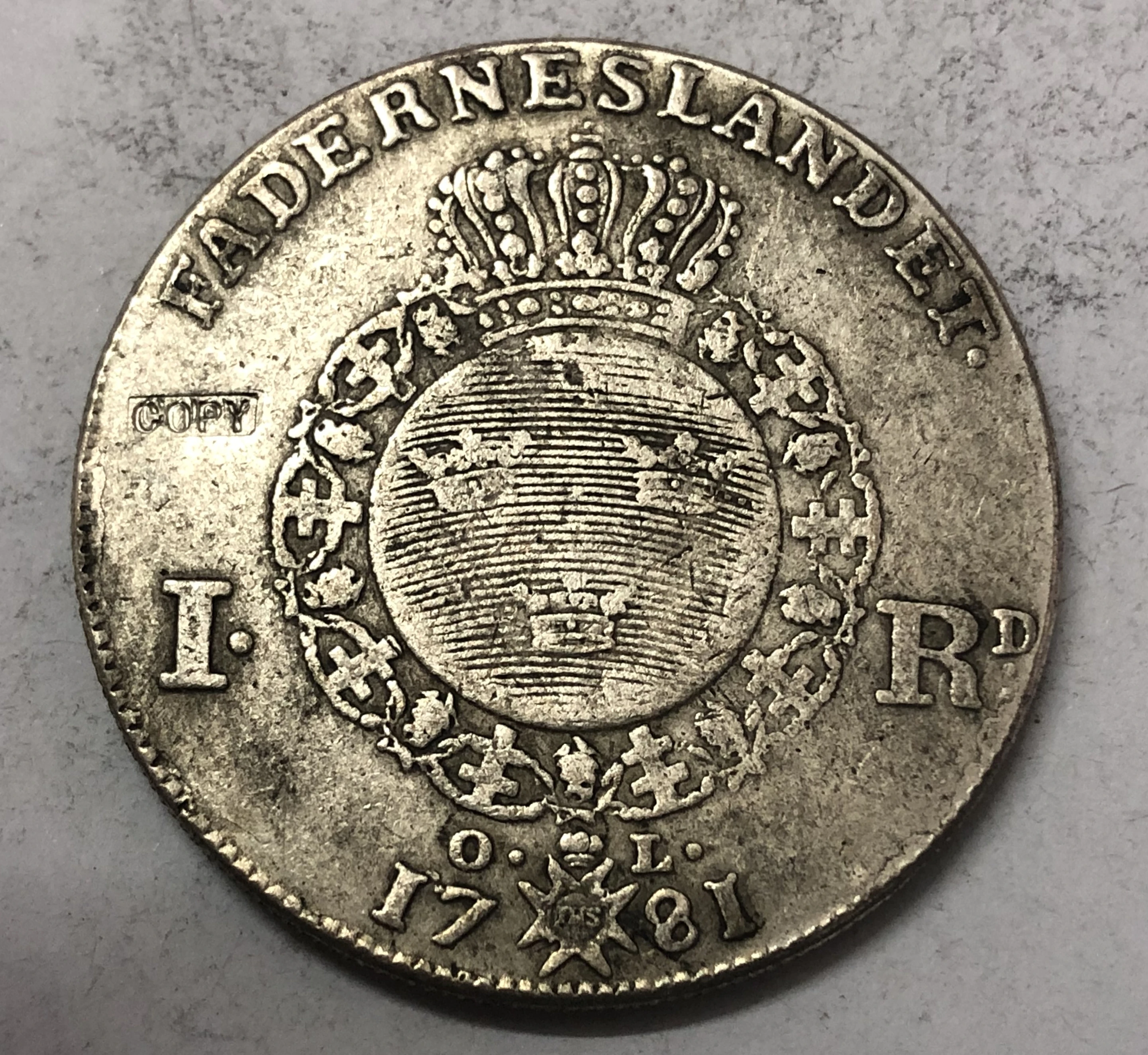 Швеция 1781 OL 1 Riksdaler-Gustav III копия Посеребренная монета