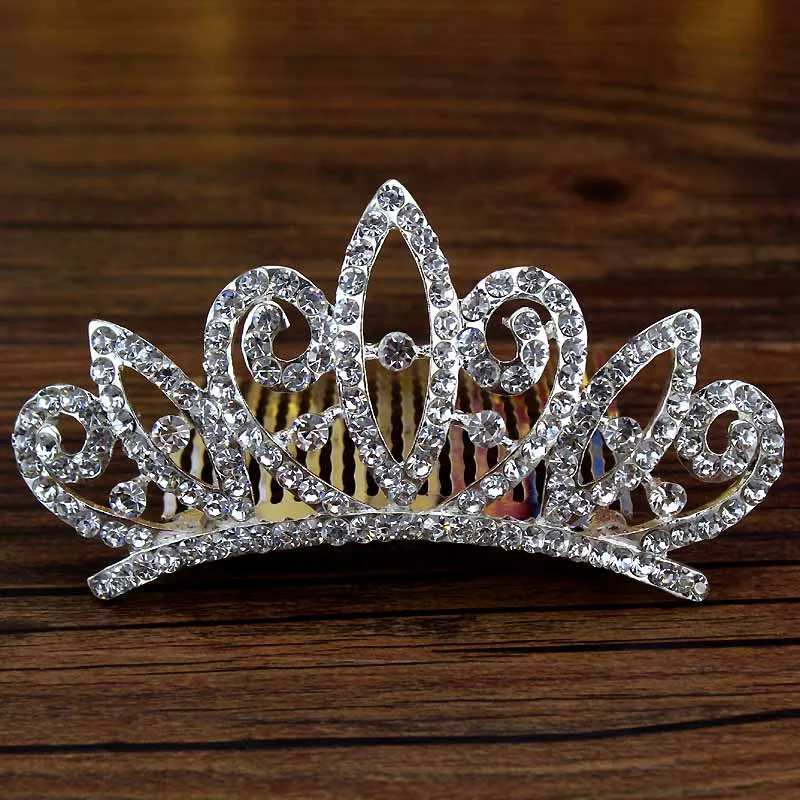 crown with comb Роскошное прозрачное Кристальное Павлин пышная свадебная корона с расческой со стразами украшение для волос Тиара \ для женщин аксессуары для волос - Окраска металла: crown with comb