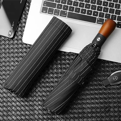 Black Stripe Полностью Автоматический ветрозащитный складной зонт с тремя ручками, 190 т, водонепроницаемый Зонт от дождя, большие мужские зонты для путешествий, деловых машин - Цвет: Black Stripe