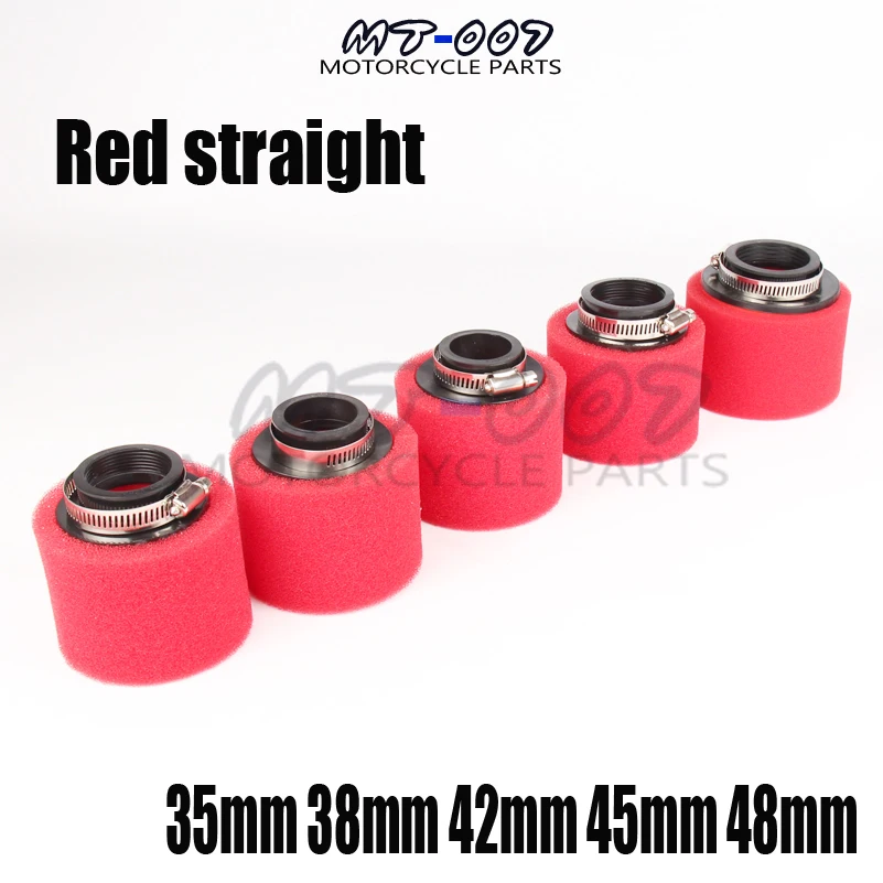 

1PC Red Straight Neck Foam Air Filter 35mm 38mm 42mm 45mm 48mm Sponge Cleaner Moped Scooter Dirt Pit Motorcycle Bike