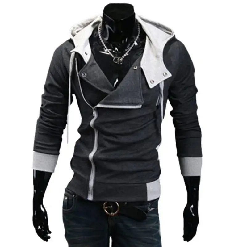 Dark Grey Модное мужское пальто, длинный рукав на резинке, отложной воротник, модный кардиган на молнии, повседневная мужская флисовая тонкая куртка - Цвет: Dark Grey