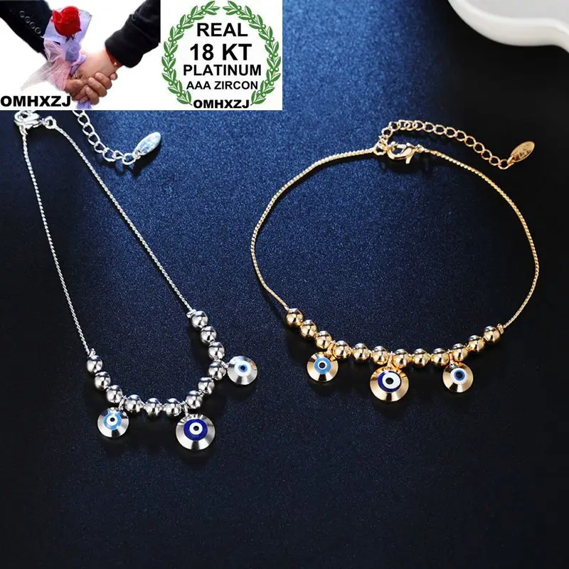 

OMHXZJ Wholesale Personality Fashion OL Woman Girl Party Wedding Gift White Gold Drip Beads 18KT Gold White Gold Bracelet BR09