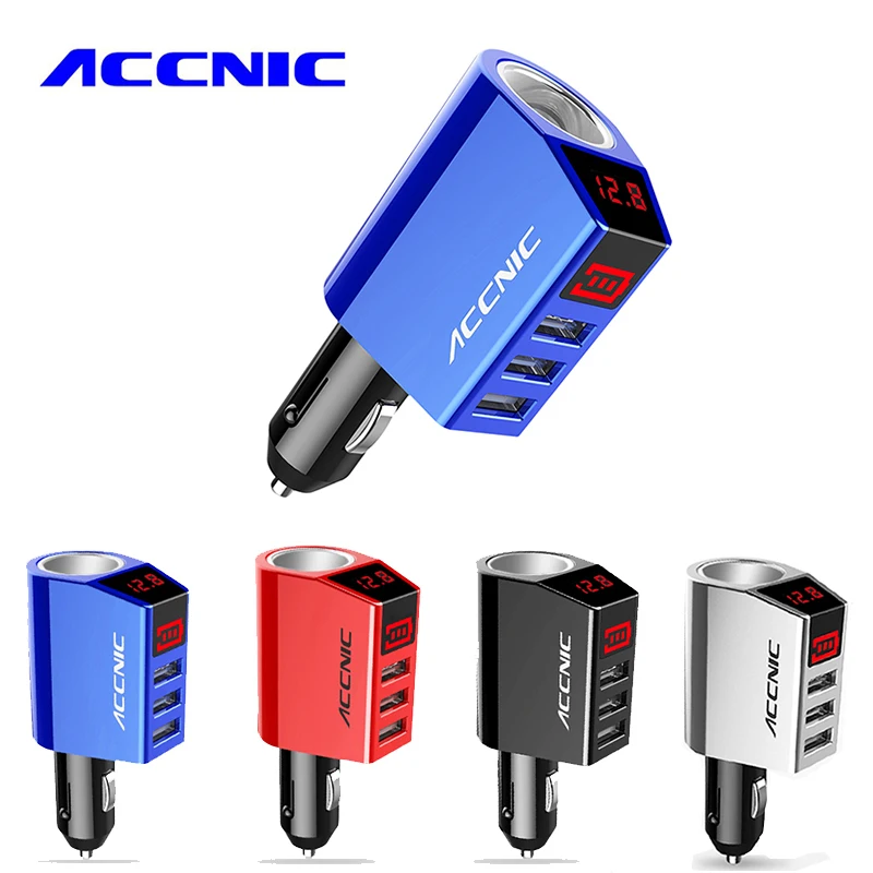 ACCNIC 3USB Автомобильный Разветвитель Прикуривателя 80 Вт Мощность адаптер с