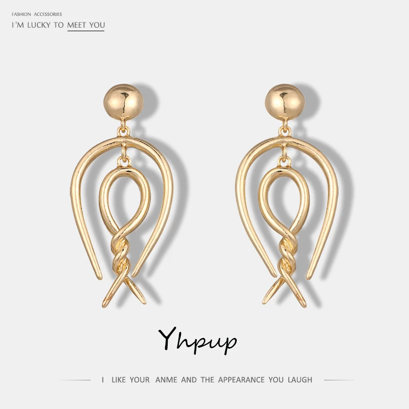 Серьги-подвески Yhpup винтажные геометрические из сплава цинка и золота для офиса